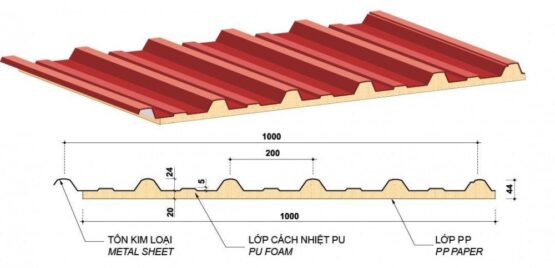 Tấm lợp tôn Austnam H-APU2 6 SÓNG/H-ADPU2 6 SÓNG